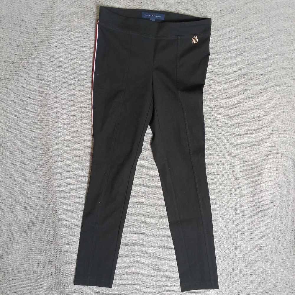 Tommy Hilfiger Leggings Womens S Black Excellent Side Stripe Skinny Pants